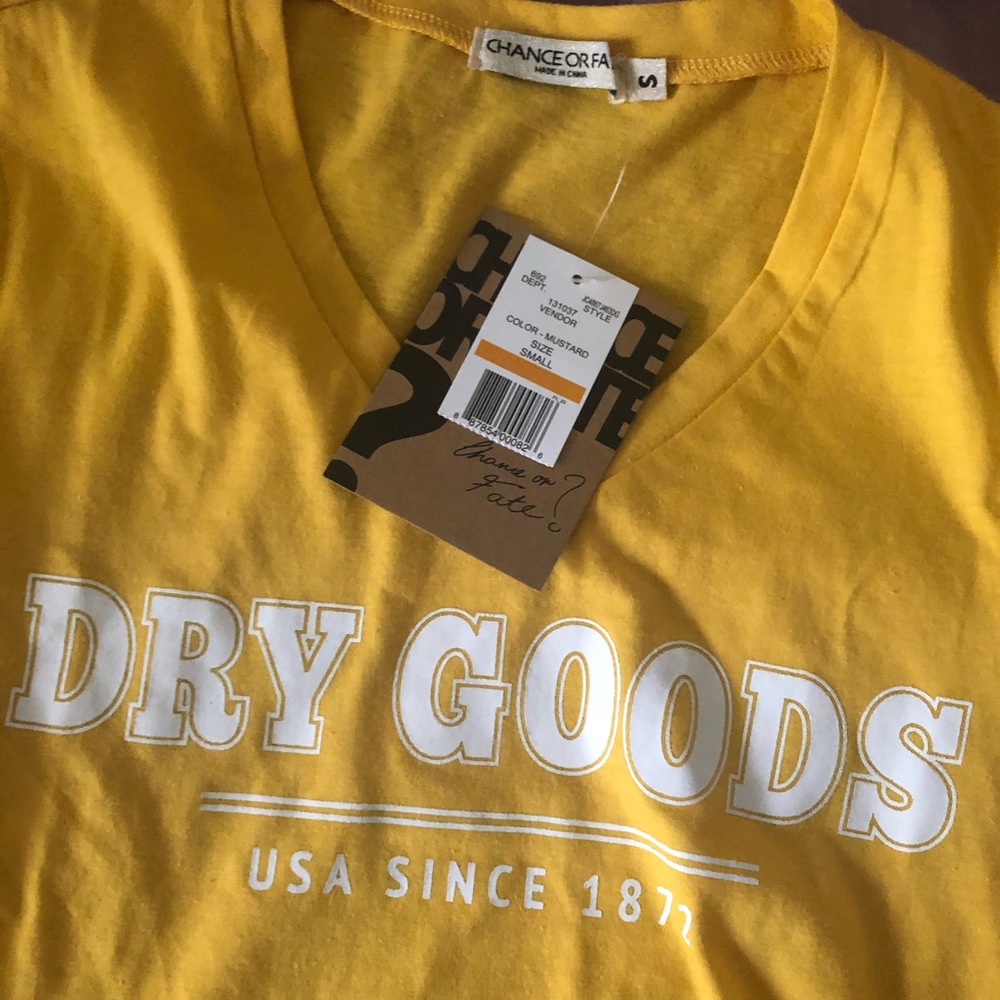 NWT Dry Goods Yellow V Neck T-Shirt